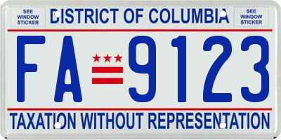 DC license plate FA9123