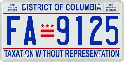 DC license plate FA9125