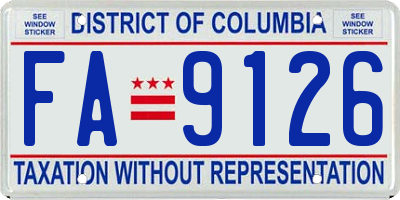 DC license plate FA9126