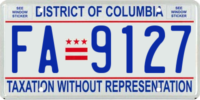 DC license plate FA9127