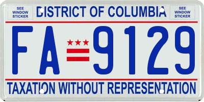 DC license plate FA9129