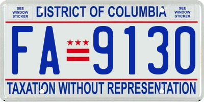 DC license plate FA9130