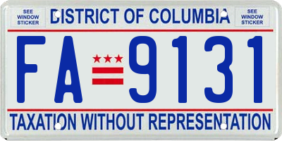 DC license plate FA9131