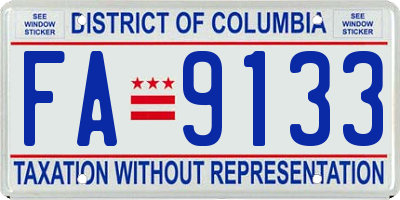 DC license plate FA9133