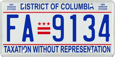 DC license plate FA9134