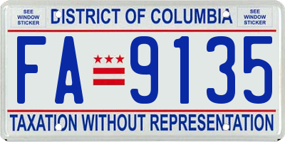 DC license plate FA9135