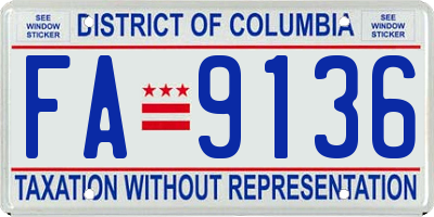 DC license plate FA9136