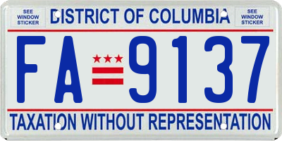 DC license plate FA9137