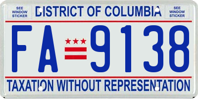 DC license plate FA9138