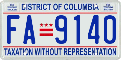 DC license plate FA9140