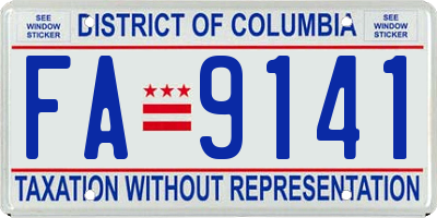 DC license plate FA9141