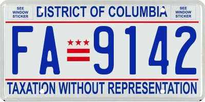 DC license plate FA9142