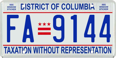 DC license plate FA9144