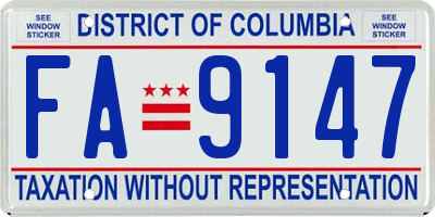 DC license plate FA9147