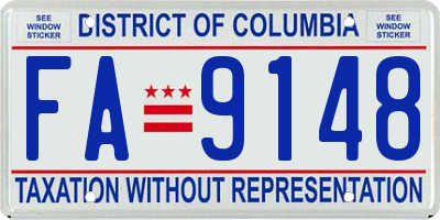 DC license plate FA9148