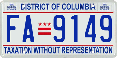 DC license plate FA9149