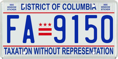 DC license plate FA9150