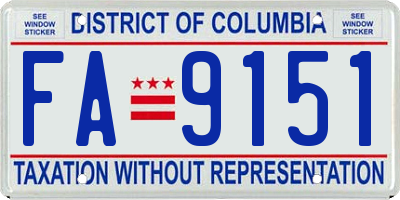 DC license plate FA9151