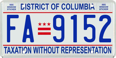 DC license plate FA9152