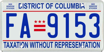 DC license plate FA9153