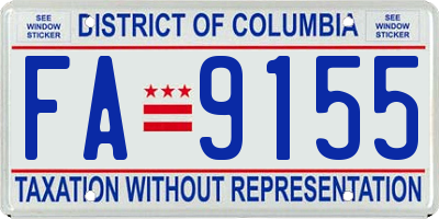 DC license plate FA9155