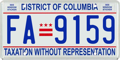 DC license plate FA9159