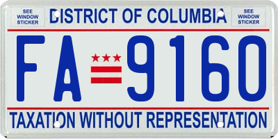 DC license plate FA9160