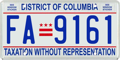 DC license plate FA9161