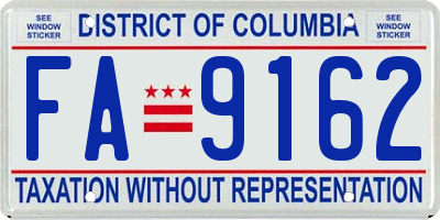 DC license plate FA9162