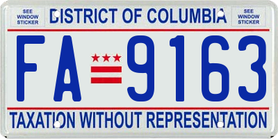 DC license plate FA9163