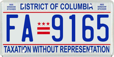 DC license plate FA9165