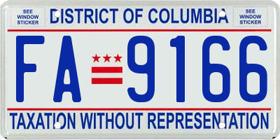 DC license plate FA9166