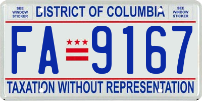 DC license plate FA9167