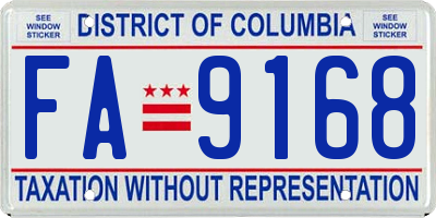 DC license plate FA9168