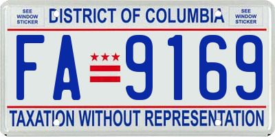 DC license plate FA9169