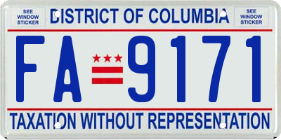 DC license plate FA9171