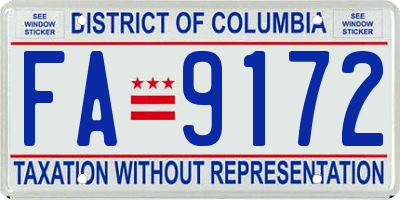 DC license plate FA9172