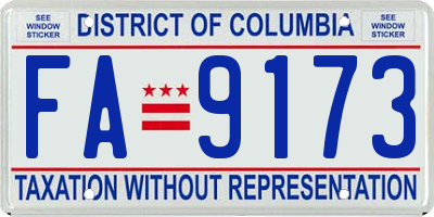 DC license plate FA9173