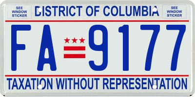 DC license plate FA9177