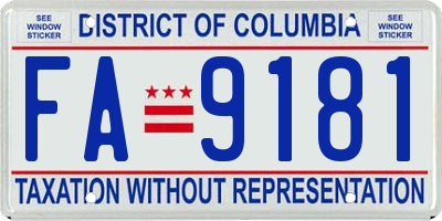 DC license plate FA9181