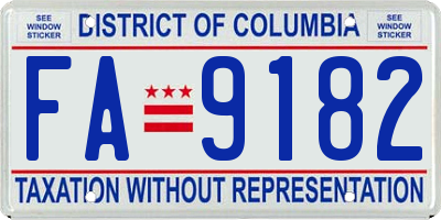 DC license plate FA9182