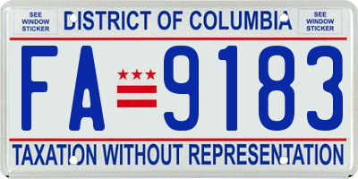 DC license plate FA9183