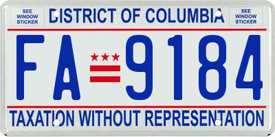 DC license plate FA9184