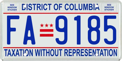 DC license plate FA9185