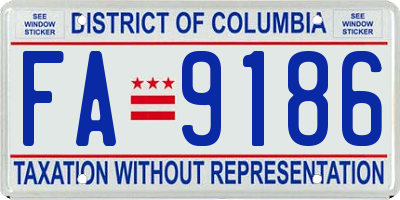 DC license plate FA9186