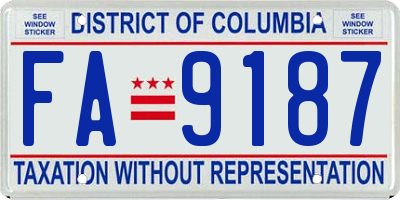 DC license plate FA9187