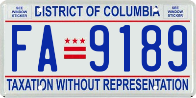 DC license plate FA9189