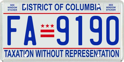 DC license plate FA9190