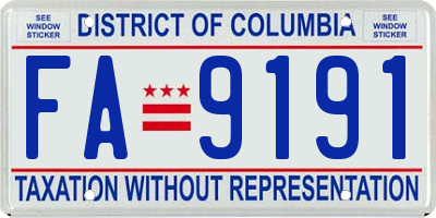 DC license plate FA9191