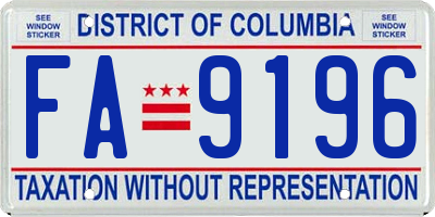 DC license plate FA9196